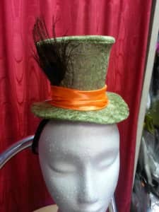 Green Mini Hatter's Hat with Peacock Feather Adelaide