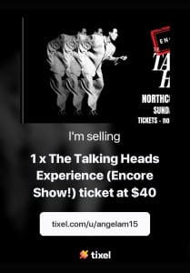 Ticket for the talking heads experience 17 March