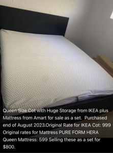 Queen and king bed and mattress purchased end of august