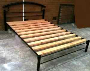 metal frame double bed with mattress, $190