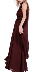 Aje Georgia Burgundy Silk Linen Dress Size 10