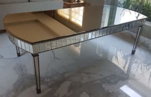Custom Made Luxe Mirrored Rectangular Dining Table 2400x1200mm