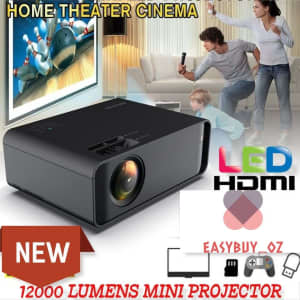 New 12000 Lumens LED Projector Home Theater Cinema Support HDMI/VGA/US
