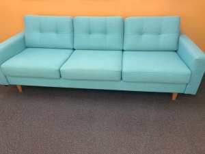 Blue lounge, excellent condition 3 seater, 240cm long, x 85cm deep x 9