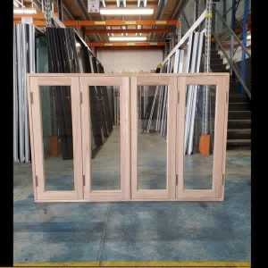 Bifold Window - 1200h x 1800w Solid Mindi H/wood 4 Panel New 44750
