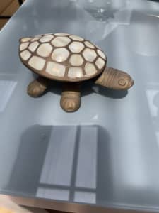 Vintage Inlaid Shell and Brass Turtle Trinket