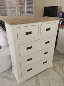 BRAND NEW acacia wood chest of drawers