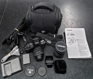 Olympus OM-D E-M5 Twin Lens Kit 14-42mm & 40-150mm with Flash Toukley Wyong Area Preview