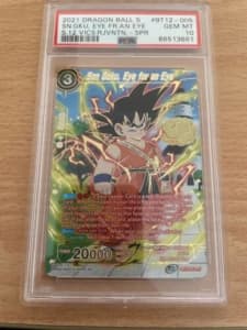 Dragon Ball card Son Goku Eye for an Eye BT12-005 SPR PSA 10 1st Ed