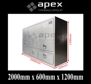 APEX FLAT ALUMINIUM UTE TRUCK TOOLBOX DRAWERS 200X120 20126HDFP