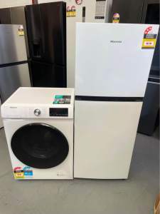 Hisense 205 litres fridge freezer & Hisense 7.5 kgs washing machine.