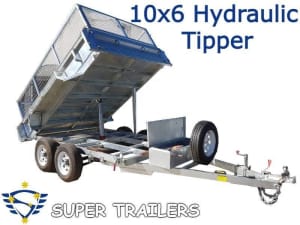 10 x 6 ft Tandem Hydraulic Tipper Trailer with Ramps ATM 3500kg