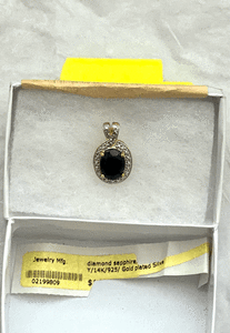 Diamond Sapphire pendant ONLY 14 Karat/925/Gold Plated Silver 