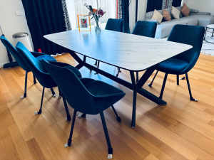 Dining table 2m x 0.96m and chairs