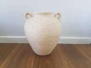 Beige textured ceramic vase H36cm x W30cm