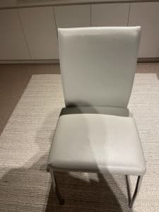 Dining Chairs White with Stainless steel legs