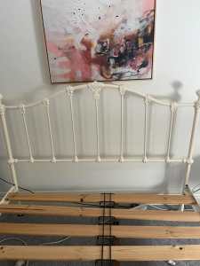 White Wrought Iron queen size slat bed