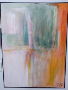 Large, acrylic, abstract painting on canvas. Signed, unframed.