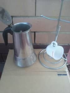coffee percolator stainless steel 6 - 8 expresso cups with cup holder