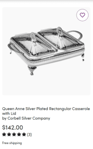 Queen Anne Silver Plated Double Casserole