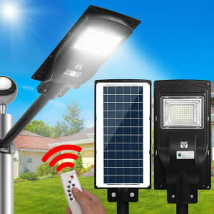 LED Solar Street Flood Light Motion Sensor Remote Outdoor Garden Lamp