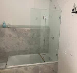 Frameless Shower Screen Fixed Hinge Bathtub 10mm TG 1500H Brisbane