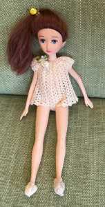 DOLL IN HAND CROCHETED DRESS