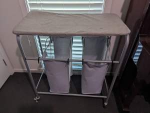 Laundry basket trolley iron board all in one