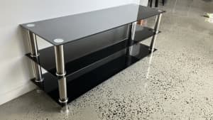 Coffee Table/ Media Stand - Black Glass/ Chrome