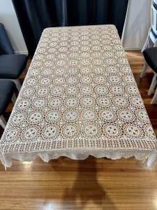 Hand crocheted table cloth - 30 years old!