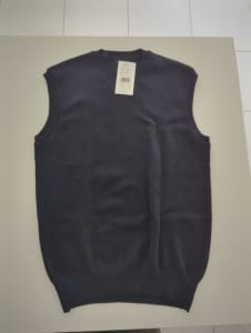 Wool Knitted Tank Top - Navy - Size S