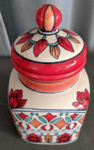 Hand painted Ceramic Canister with lid from Status Collection