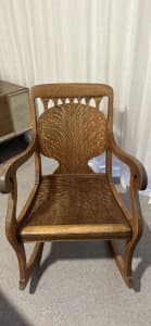 Vintage Rocking Chair Very rare American Style Ornate Wooden Rocker