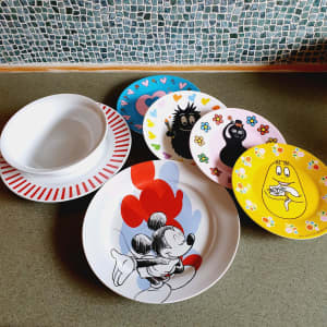 Mix Colourful Plates and White Bowl