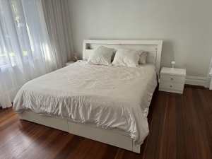 Gloss White King Bed Suite - price reduced - need it gone this week