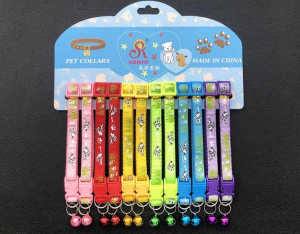 NEW CAT/KITTEN/PUP/SMALL DOG COLLARS WITH BELL-PACK 12PC-ASSTD COLOURS