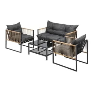 4 Piece Outdoor Furniture Setting Garden Patio Lounge Sofa Table Chair