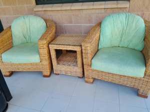 Cane furniture setting