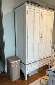 French provincial wardrobe in natural white solid wood