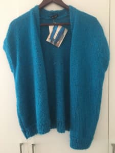 Hand knitted vest blue