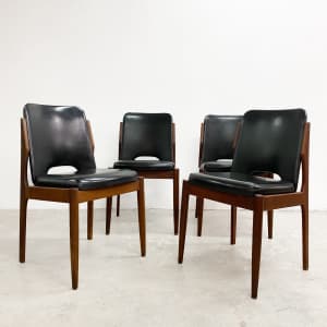 Set Of Four Mid Century Vinyl CRO Furniture Dining Chairs