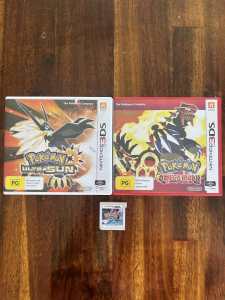 3DS Pokemon Games (Y, Ultra Sun, and Omega Ruby)