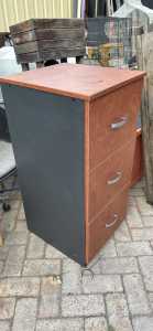 Brown & grey 3 drawer filing cabinet