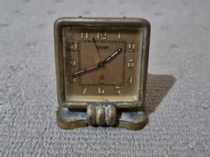 Antique Art Deco 2 Days Jaeger Travel Clock 1930s RARE AS IS