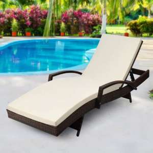 Sun Lounge Wicker Lounger Outdoor Furniture Beach Chair Patio Adj...