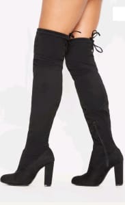 Black Faux suede thigh high boots size 6