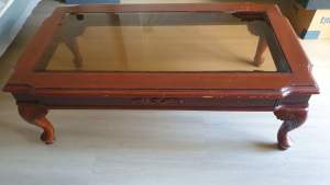 Timber coffee table with glass top