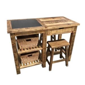 New Rustic Kitchen Island Bench with Stools