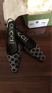 Gucci calf leather diamante low heels - never worn
