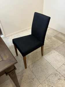 8x Black Dining Chairs with Wooden Legs